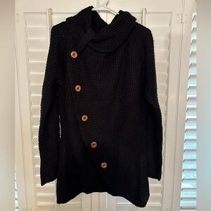 2XL BLACK BUTTON UP SWEATER
